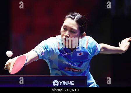 Bangkok, Thaïlande. 4 juillet 2024. Hitomi Sato (JPN) Tennis de table : WTT Star Contender Bangkok 2024 Women's Singles match du 1er tour au Huamark Indoor Stadium à Bangkok, Thaïlande . Crédit : Itaru Chiba/AFLO/Alamy Live News Banque D'Images