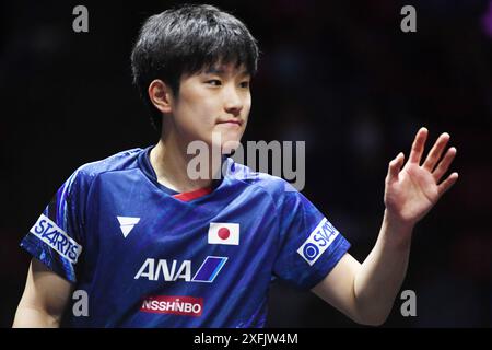 Bangkok, Thaïlande. 4 juillet 2024. Tomokazu Harimoto (JPN) Tennis de table : WTT Star Contender Bangkok 2024 hommes double match de 1er tour au stade Huamark Indoor de Bangkok, Thaïlande . Crédit : Itaru Chiba/AFLO/Alamy Live News Banque D'Images