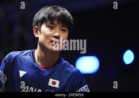 Bangkok, Thaïlande. 4 juillet 2024. Tomokazu Harimoto (JPN) Tennis de table : WTT Star Contender Bangkok 2024 hommes double match de 1er tour au stade Huamark Indoor de Bangkok, Thaïlande . Crédit : Itaru Chiba/AFLO/Alamy Live News Banque D'Images
