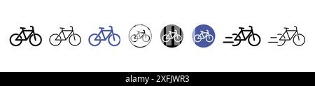 Ensemble de formes de ligne de vélo, illustration vectorielle de conception de ligne mince Illustration de Vecteur