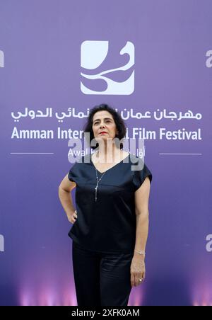 Amman, Jordanie. 03 juillet 2024. L’actrice et réalisatrice palestinienne Hiam Abbass assiste à la cérémonie d’ouverture de la 5ème édition du Festival International du film d’Amman, à Amman, en Jordanie, le 3 juillet 2024. Photo Balkis Press/ABACAPRESS. COM Credit : Abaca Press/Alamy Live News Banque D'Images