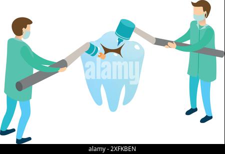 Dents saines - concept de soins dentaires sur un fond transparent, illustration vectorielle de conception plate isométrique Illustration de Vecteur