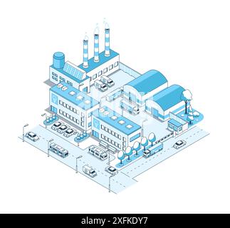 Entrepôts d'usine et de production - illustration isométrique vectorielle Illustration de Vecteur