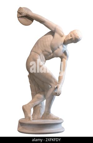 Le Discobolus de Myron (lanceur de disques, Diskobolos) - sculpture grecque antique de la période classique Banque D'Images