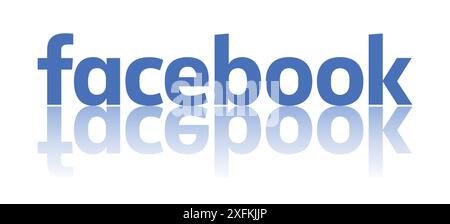 09 novembre 2020 : logo Facebook avec réflexion, illustration vectorielle. Facebook est un service de réseautage social populaire Illustration de Vecteur