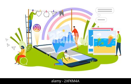 Kiev, Ukraine - 11 mars 2021 : Creative Instagram social Media concept, illustration vectorielle de design plat Illustration de Vecteur