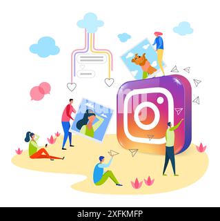 Kiev, Ukraine - 11 mars 2021 : Creative Instagram social Media concept, illustration vectorielle de design plat Illustration de Vecteur