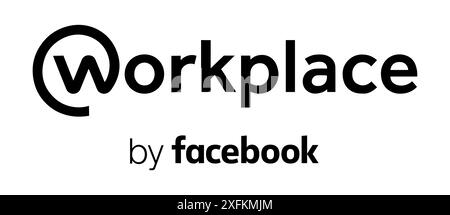 Kiev, Ukraine - 11 mars 2021 : logo noir Facebook Workplace, illustration vectorielle. Facebook est un service de réseautage social populaire Illustration de Vecteur