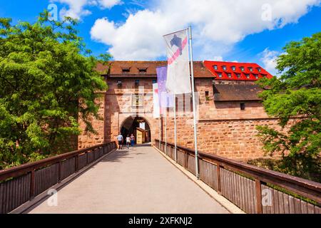 Handwerkerhof ou Crafts Yard dans la vieille ville de Nuremberg. Nuremberg est la deuxième plus grande ville de l'État de Bavière en Allemagne. Banque D'Images