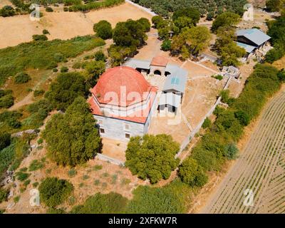 Mosquée Ilyas Bey Kulliyesi vue panoramique aérienne sur le site archéologique de Miletus. Miletus est situé près de la ville moderne de Didim en Turquie. Banque D'Images