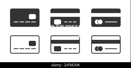 Icône de carte de crédit définie. Illustration vectorielle plate Illustration de Vecteur