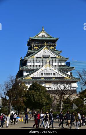 Vue sur le majestueux château d'Osaka Banque D'Images