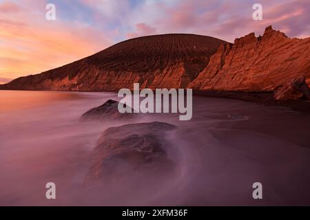 Barcena volcano and beach, San Benedicto Island, Revillagigedo Archipelago Biosphere Reserve / Archipielago de Revillagigedo UNESCO Natural World Heri Stock Photo