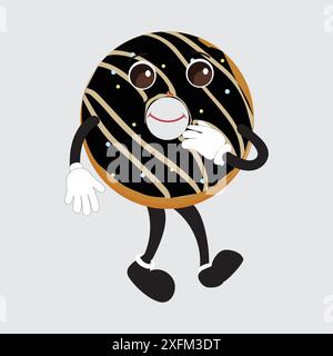Mascotte Donut, illustration vectorielle rétro style dessin animé vintage, mascotte Donut, illustration vectorielle rétro style dessin animé vintage Illustration de Vecteur
