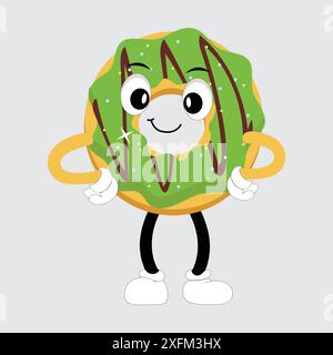 Mascotte Donut, illustration vectorielle rétro style dessin animé vintage, mascotte Donut, illustration vectorielle rétro style dessin animé vintage Illustration de Vecteur