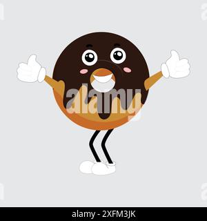 Mascotte Donut, illustration vectorielle rétro style dessin animé vintage, mascotte Donut, illustration vectorielle rétro style dessin animé vintage Illustration de Vecteur