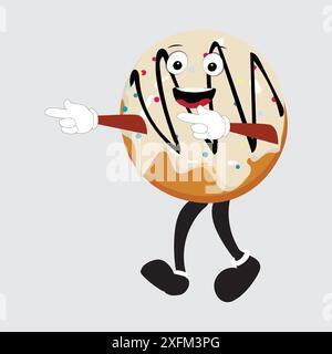 Mascotte Donut, illustration vectorielle rétro style dessin animé vintage, mascotte Donut, illustration vectorielle rétro style dessin animé vintage Illustration de Vecteur