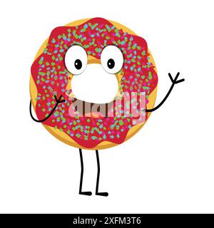 Mascotte Donut, illustration vectorielle rétro style dessin animé vintage, mascotte Donut, illustration vectorielle rétro style dessin animé vintage Illustration de Vecteur