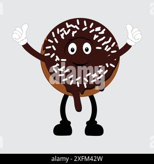 Mascotte Donut, illustration vectorielle rétro style dessin animé vintage, mascotte Donut, illustration vectorielle rétro style dessin animé vintage Illustration de Vecteur