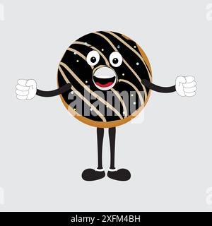 Mascotte Donut, illustration vectorielle rétro style dessin animé vintage, mascotte Donut, illustration vectorielle rétro style dessin animé vintage Illustration de Vecteur