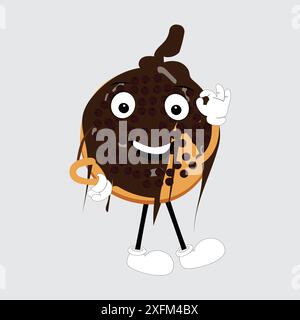 Mascotte Donut, illustration vectorielle rétro style dessin animé vintage, mascotte Donut, illustration vectorielle rétro style dessin animé vintage Illustration de Vecteur