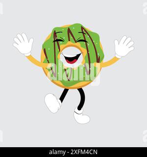 Mascotte Donut, illustration vectorielle rétro style dessin animé vintage, mascotte Donut, illustration vectorielle rétro style dessin animé vintage Illustration de Vecteur