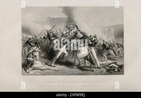 Empire britannique. Révolte de 1857. Décès du brigadier Adrian Hope. Dans l'attaque du fort de Roodamow. 15 avril 1858 Banque D'Images