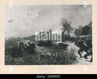 Scène de la bataille de Vendôme : [janvier 1871] , 1875 la bataille de Vendôme a eu lieu pendant la guerre franco-prussienne, elle a duré du 14 au 17 décembre 1870 à Vendôme, Loir-et-cher, France. Dans ce combat acharné, la X armée du Royaume de Prusse sous le commandement du général Konstantin Bernhard von Voigts-Rhetz et la 2e armée de Prusse qui était commandée par le prince Friedrich Karl, attaqué l'armée de Loire par le ministre Antoine Chanzy et l'amiral Bernard Jaureguiberry qui était un ancien officier de marine de France. Les Prussiens ont vaincu les Français dans une bataille de canon le 16 décembre a Banque D'Images