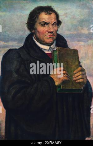 Doktor Martin Luther, 1917 Martin Luther (1483 – 1546) était un professeur allemand de théologie, prêtre, auteur, compositeur, ancien moine augustinien et est surtout connu comme une figure fondatrice de la réforme protestante et comme le homonyme du luthéranisme. Banque D'Images