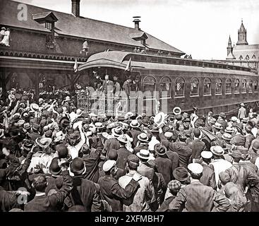 Teddy Roosevelt à la gare de South Lawrence. 1902-1907 Banque D'Images