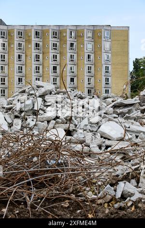 Démolition du Plejecenter Sølund, maison de retraite (2021) ; Copenhague, Danemark Banque D'Images