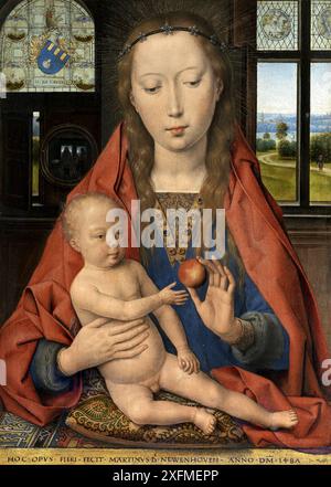 Diptyque de Maarten van Nieuwenhove. Panneau de gauche : Vierge et enfant. Musée : Memlingmuseum, Bruges. Auteur : HANS MEMLING. Banque D'Images