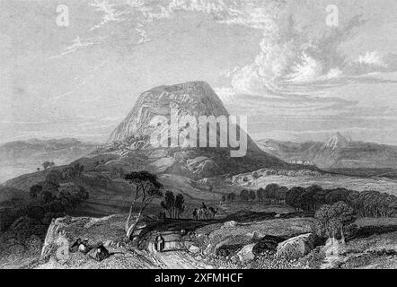 Gravure du mont Tabor en Israël où la bataille du mont Tabor a eu lieu entre les Israélites et les Cananéens du XIXe siècle l'Imperi Banque D'Images