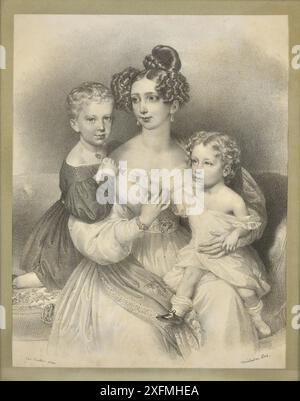 L'archiduchesse Sophie avec ses enfants l'archiduc François-Joseph et l'archiduc Maximilien. Musée : COLLECTION PRIVÉE. Auteur : JOSEF KRIEHUBER. Banque D'Images