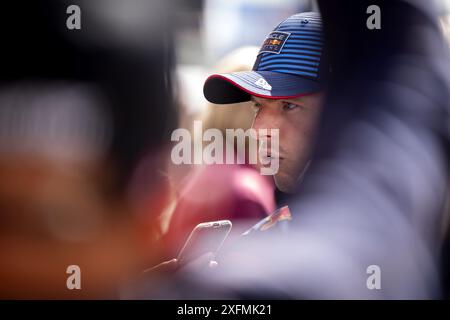 SILVERSTONE - Max Verstappen (Red Bull Racing) s'adresse à la presse sur le circuit de Silverstone à l'approche du Grand Prix de Grande-Bretagne. ANP SANDER KONING Credit : ANP/Alamy Live News Banque D'Images