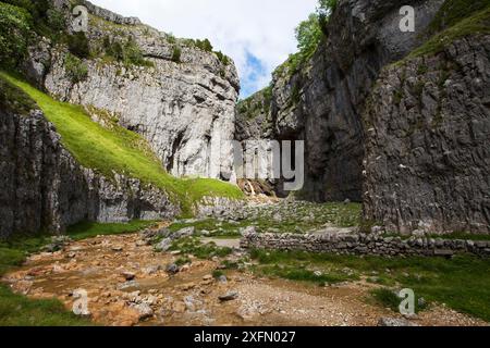 Ravin de calcaire Gordale Scar près du parc national Malham Yorkshire Dales, Yorkshire, Angleterre, Royaume-Uni, juillet. Banque D'Images