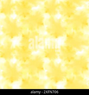 Motif sans couture des taches jaunes abstraites. Toile de fond peinte à la main en continu à l'aquarelle. Design imprimé en tissu pour une ambiance énergique, ensoleillée et estivale. Modèle de fond pour textile, papier, papeterie Banque D'Images