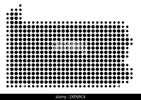 Symbole carte de l'État de Pennsylvanie (États-Unis d'Amérique) montrant l'État avec un motif de cercles noirs Illustration de Vecteur