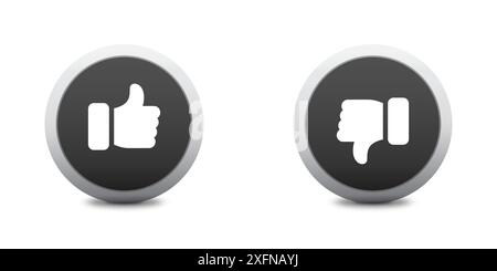J'aime et n'aime pas les icônes. Boutons de cercles avec le pouce vers le haut et vers le bas. Illustration vectorielle plate Illustration de Vecteur