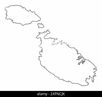 Carte de contour de Malte isolée sur fond blanc Illustration de Vecteur