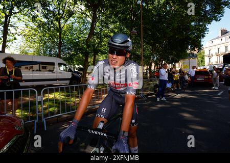 Le champion national néerlandais, Dylan Groenewegen (Team Jayco-Alula) bat Jasper Philipsen à la ligne, avant que ce dernier ne soit déclassé par le panel d'commissaires. Troisième sur la ligne, Biniam Girmay a pris la 2e place et Fernando Gaviria 3e. Banque D'Images