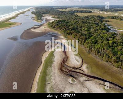 Plage dans le Parc National de Loango, Parc National de Loango, vue aérienne, Province d'Ogooue-maritime, Gabon Banque D'Images