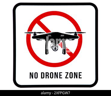 Pas de zone de drone drones panneau interdisant l'de survoler la zone restreinte Banque D'Images