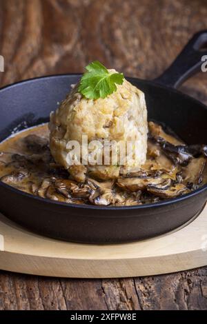 Boulettes de pain bavarois à la sauce aux champignons Banque D'Images