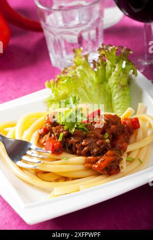 Goulash hongrois aux nouilles macaroni Banque D'Images