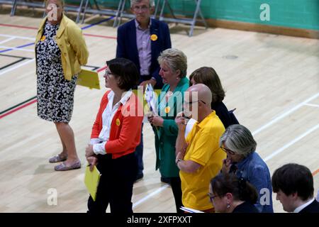 4 juillet 2024. Chichester, West Sussex, Royaume-Uni. Scènes du comte à Chichester, West Sussex, Royaume-Uni, où l'actuelle députée et secrétaire d'État à l'éducation Gillian Keegan risque de perdre face à la candidate libérale démocrate Jessica Brown-Fuller. Crédit : Sam Stephenson/Alamy Live News Banque D'Images