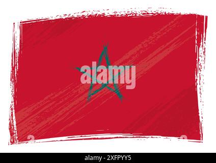 Drapeau du Royaume du Maroc créé dans le style de peinture grunge Banque D'Images