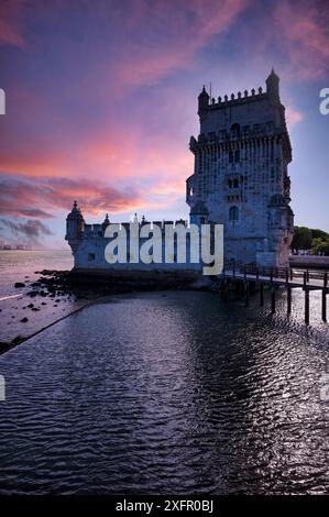 Torre de Belem, Lisbonne, ambiance du soir, crépuscule, Portugal Banque D'Images