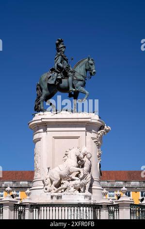 Statue équestre du roi Joseph I. Praca Square, Praca do Comercio, Baixa, Lisbonne, Portugal Banque D'Images