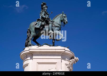 Statue équestre du roi Joseph I. Praca Square, Praca do Comercio, Baixa, Lisbonne, Portugal Banque D'Images